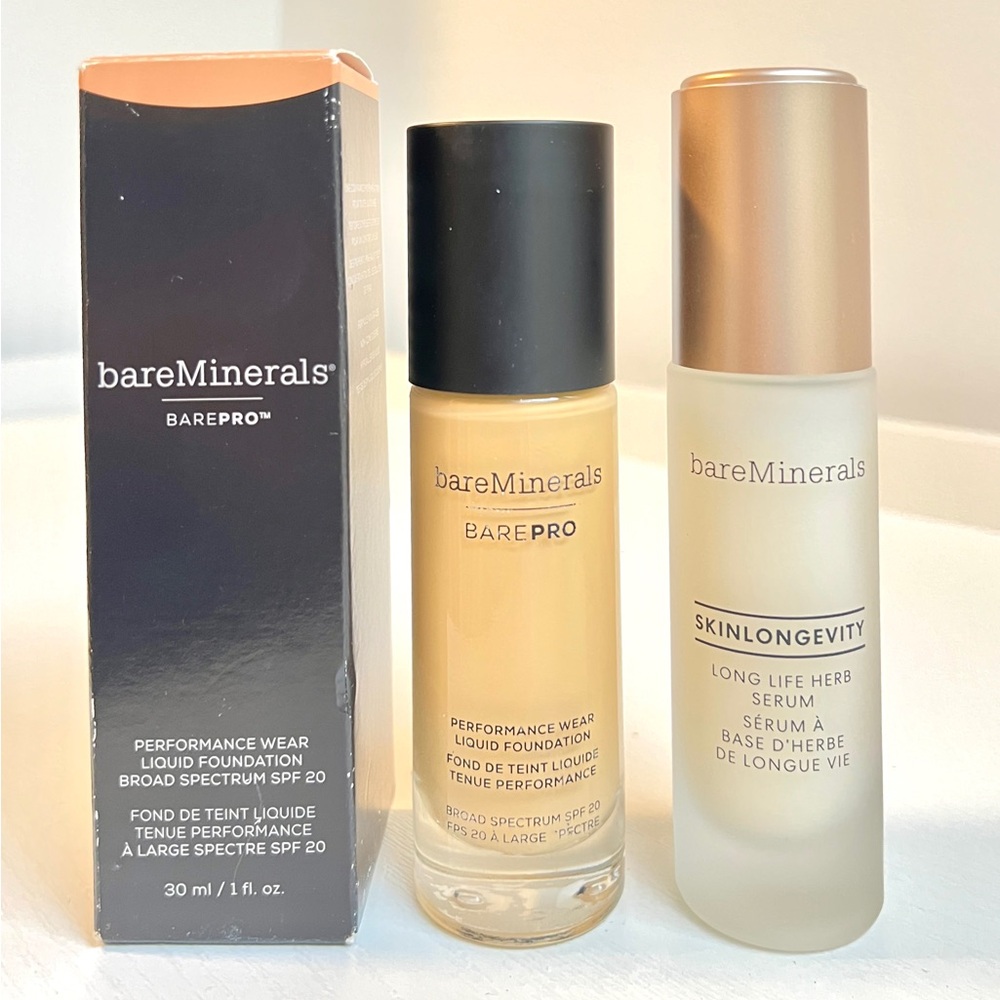 bareMinerals Skinlongevity Long Life Herb Serum & Bare Pro 24 Hour Matte Perfect